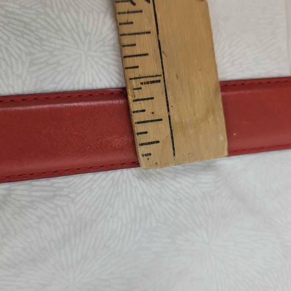 Fossil Thin Red Leather Belt with mixed metal buckle silver and gold colorful L
